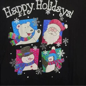 Happy Holidays Graphic T-shirt Unisex Black Cotton Extra Large